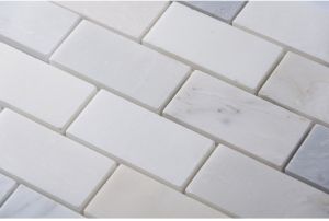 Carrara White 2x4 Brick Honed