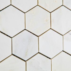 FREE SHIPPING - Carrara White 6" Large Hexagon Mosaic - Polished