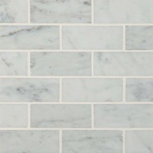 Carrara White 2x4 Interlocking Polished Brick 