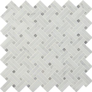 Carrara White Linear 12x12 Basketweave Mosaic