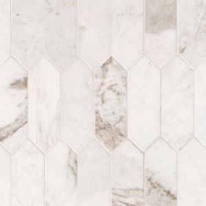 FREE SHIPPING - Kalta White Elongated Picket Marble Wall Tile
