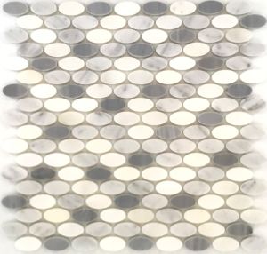 FREE SHIPPING - Bardiglio Scuro Oval Mix Mosaic Tile