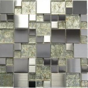 Stainless Steel + Golden Glass Mix Mosaic