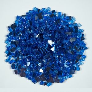 FREE SHIPPING - Fire Glass (0.25") Crushed Saphire Blue 20 Lbs Pebble Bag