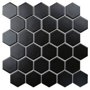 FREE SHIPPING - Domino Nero 2" Hexagon Matte Porcelain Tile