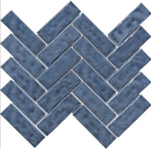 FREE SHIPPING - Renzo Blue Slate Herringbone Handcrafted Tile