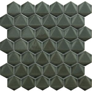 FREE SHIPPING - Muschio Green 3D 2" Hexagon Polished Mosaic