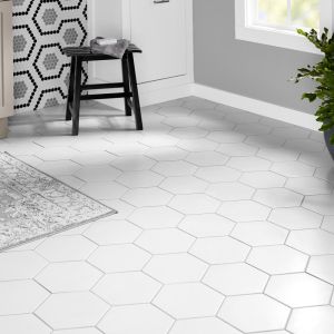 FREE SHIPPING - PURE White 10" Hexagon Porcelain Tile-White