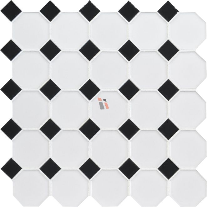 FREE SHIPPING - Domino White Glossy Octagon Mosaic