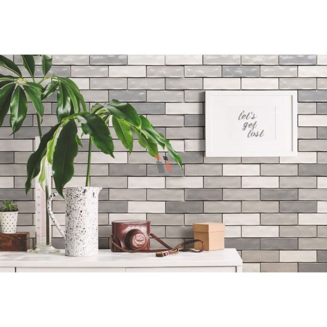 FREE SHIPPING - Domino Taupe Blend Glossy 2x6 Brick Mosaic